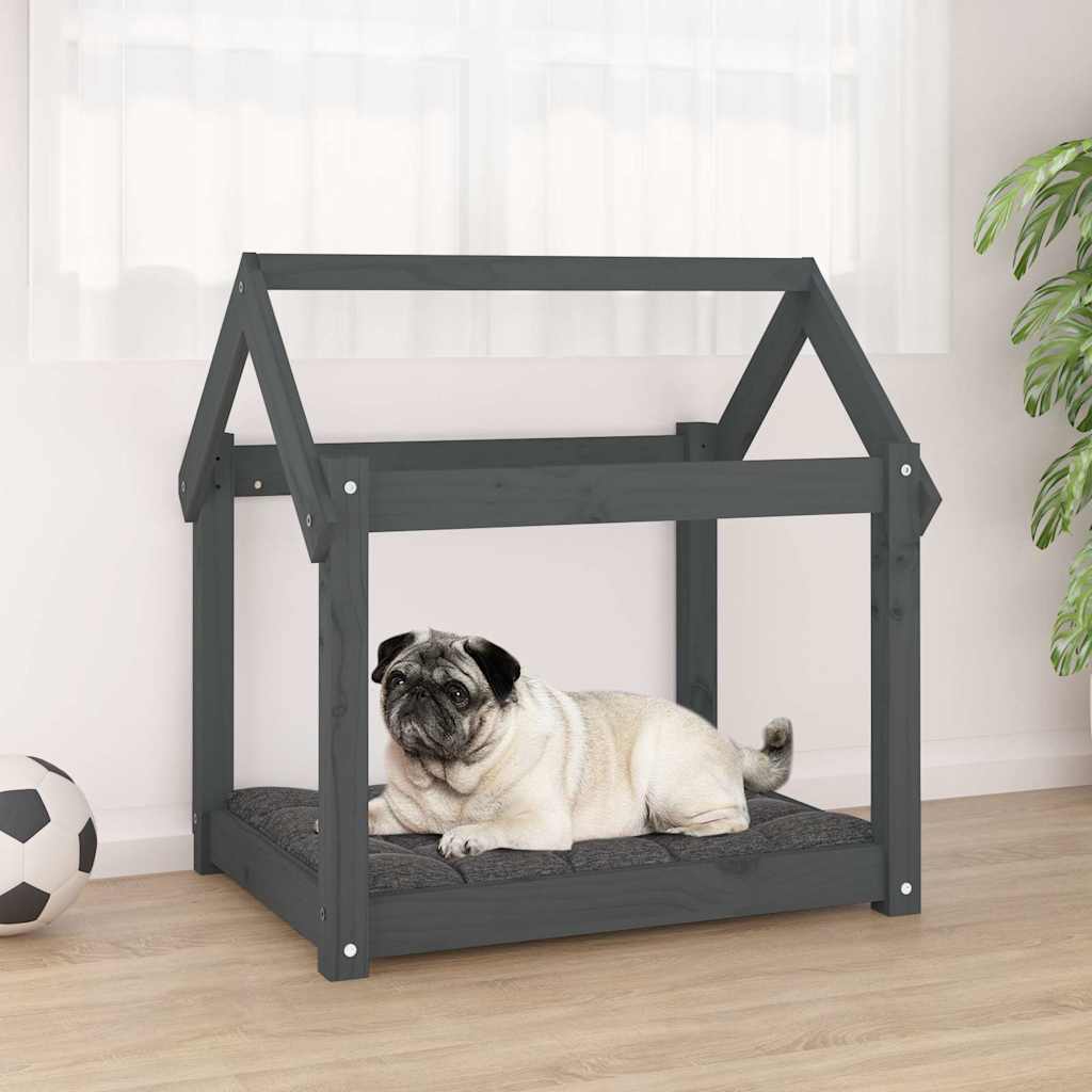 Vidaxl dla psów koszyk 71x55x70 cm stałego sosny szarości