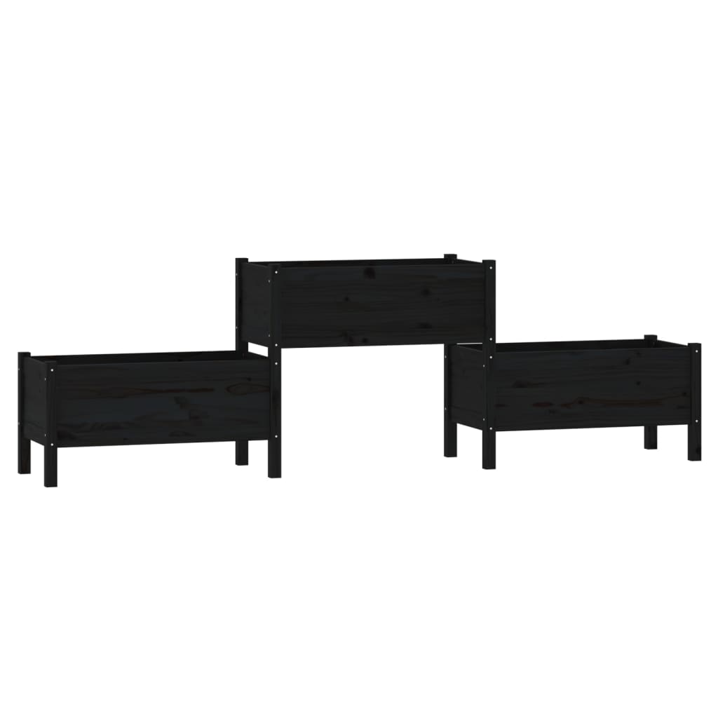 Vidaxl Planning Box 245.5x44x75 cm stałą sosną czarny