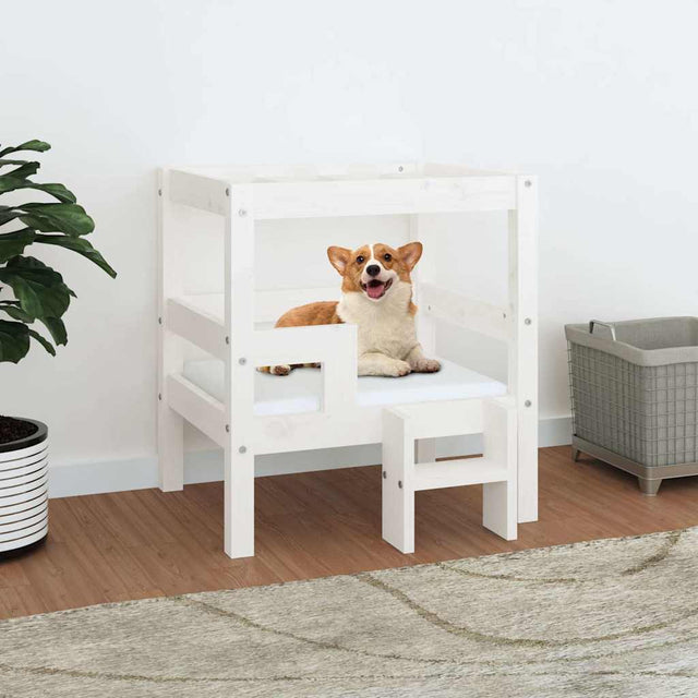 Vidaxl Dog Bask 55,5x53,5x60 cm stałą sosną białą