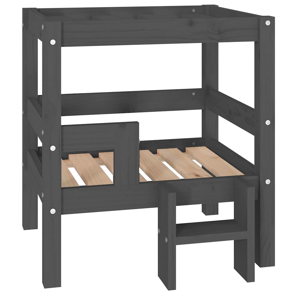 Vidaxl dla psów kosz 55,5x53,5x60 cm stałą sosnową szarość szarości