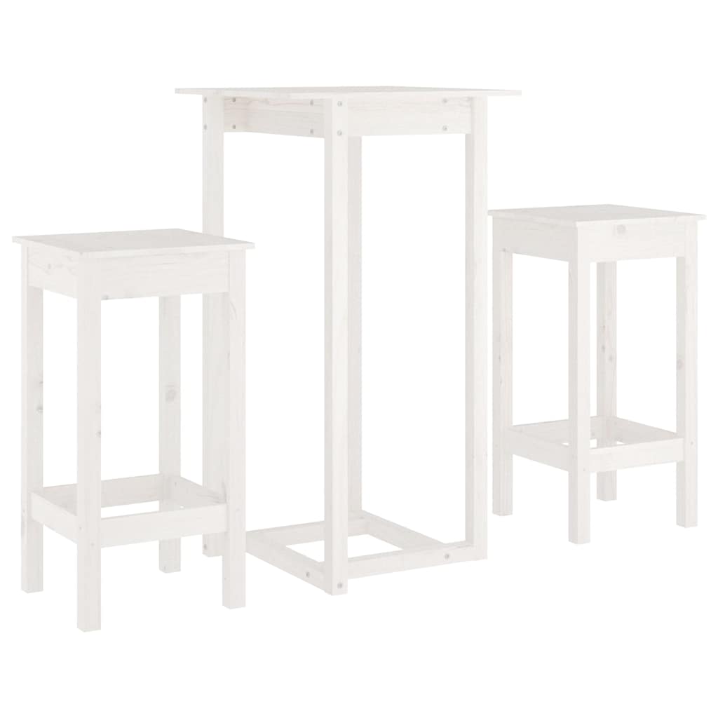 Vidaxl 3-delige barset massief grenenhout wit