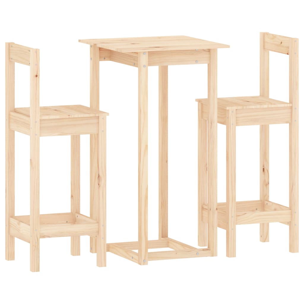 Vidaxl 3-delige barset massief grenenhout