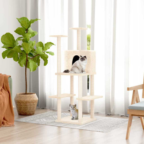 Vidaxl Cat Furniture z Sisal Scratosing Posty 144,5 cm kremowe