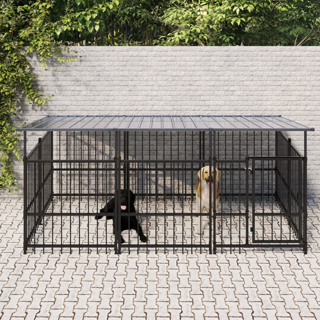 Kennel psa vidaxl z dachem 3,75 m² stal
