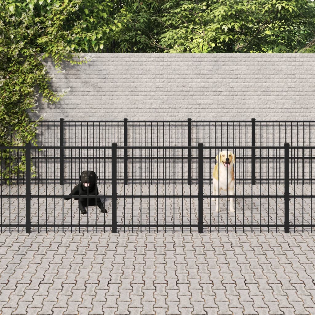 Kennel psa vidaxl na zewnątrz 14,11 m² stal