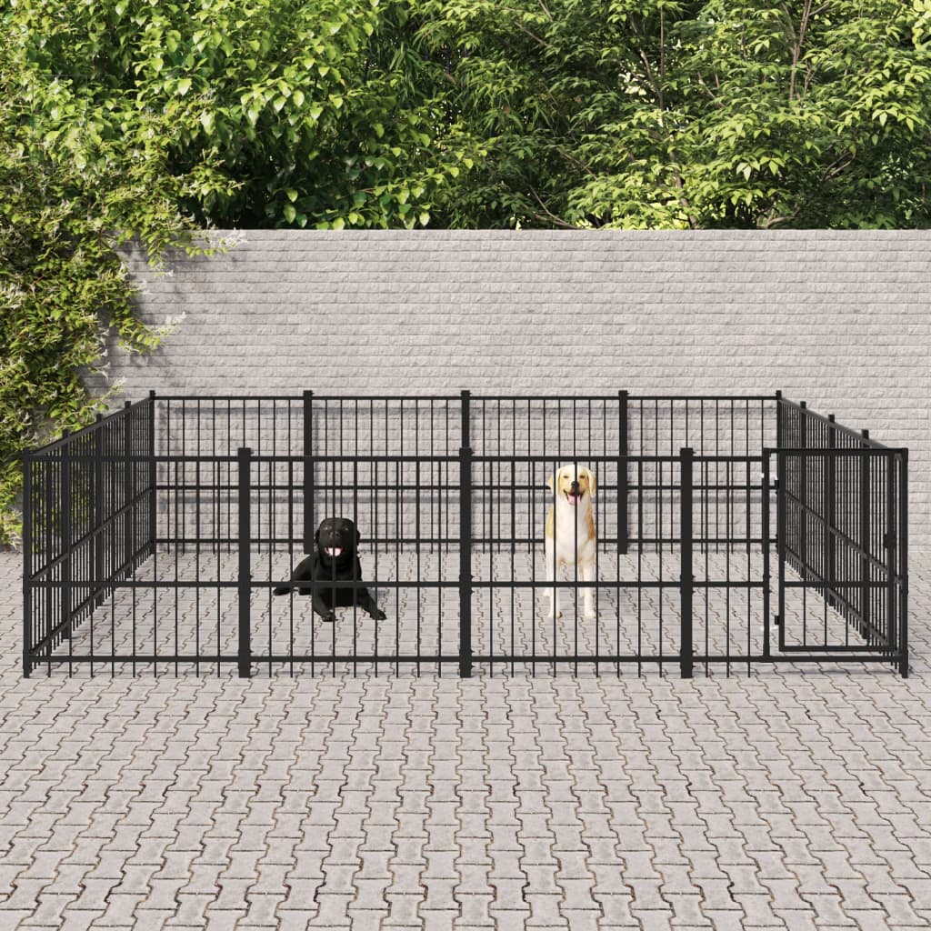 Kennel psa vidaxl na zewnątrz 15,05 m² stal