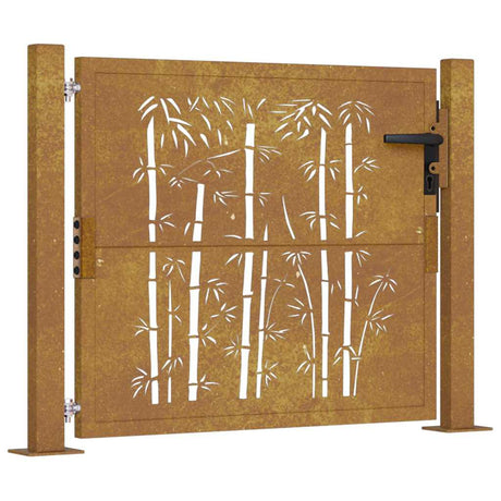 Brama Vidaxxl z motywem bambusa, stal corten 100x75 cm