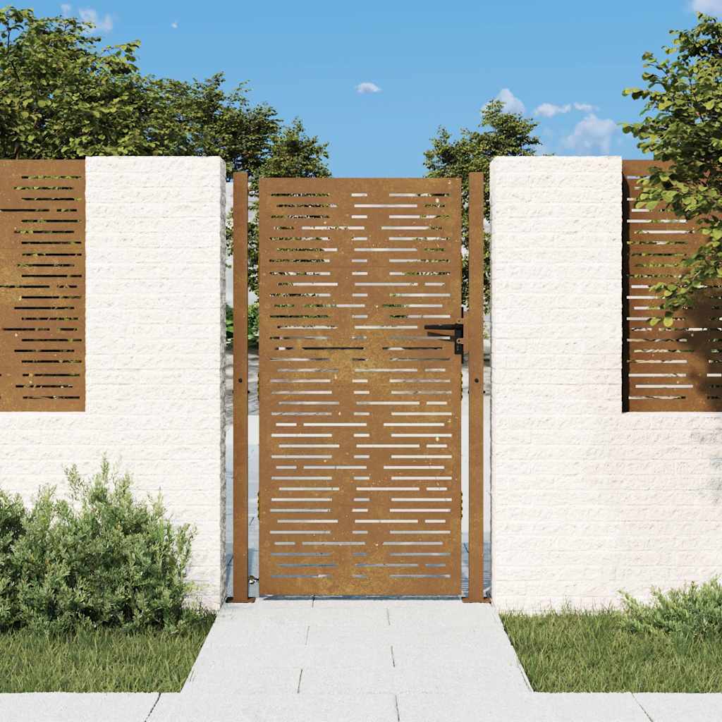 Vidaxl poort 100x175 cm vierkant cortenstaal