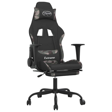 Vidaxl gamestoel met voetensteun stof zwart en camouflage