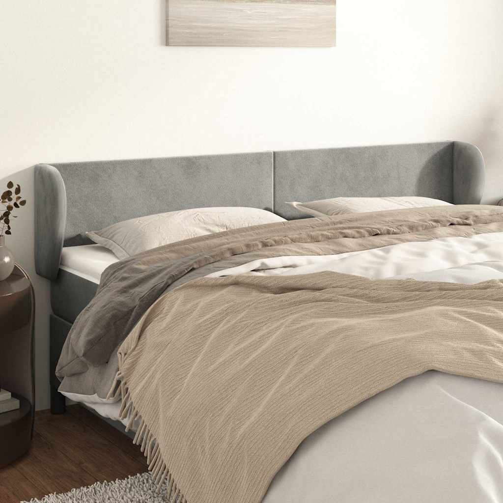 Vidaxl hoofdbord met randen 203x23x78 88 cm fluweel lichtgrijs