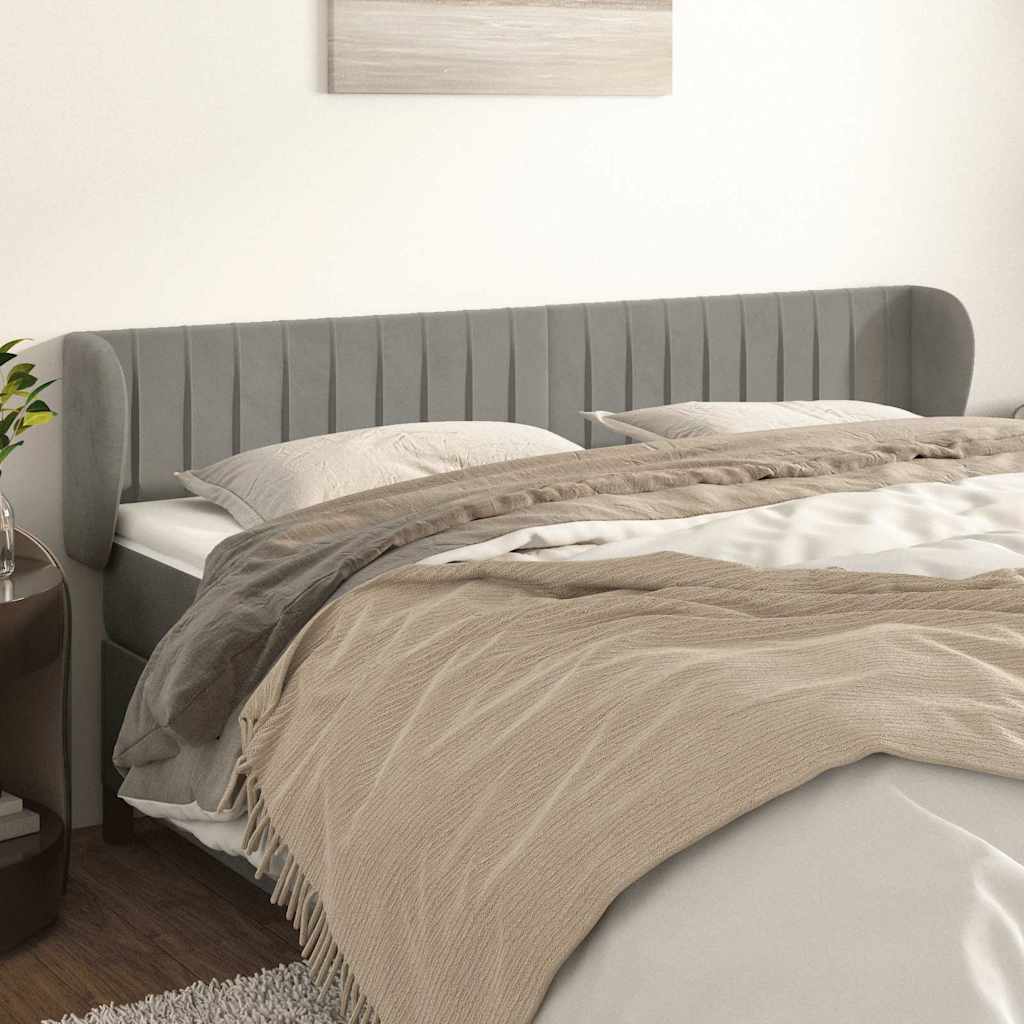 Vidaxl hoofdbord met randen 183x23x78 88 cm fluweel lichtgrijs