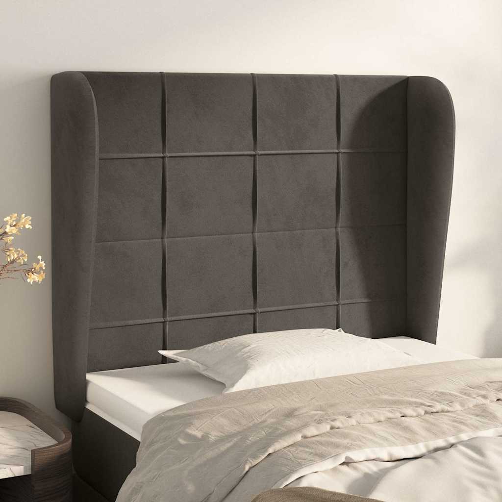 Vidaxl hoofdbord met randen 93x23x118 128 cm fluweel donkergrijs