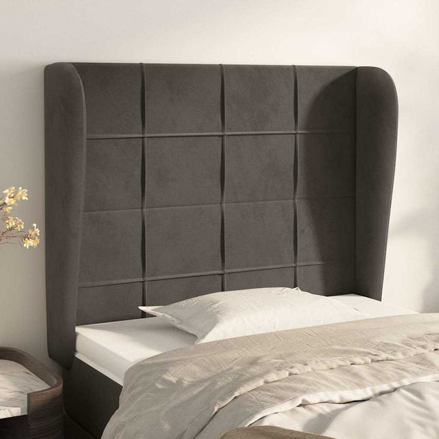 Vidaxl hoofdbord met randen 93x23x118 128 cm fluweel donkergrijs