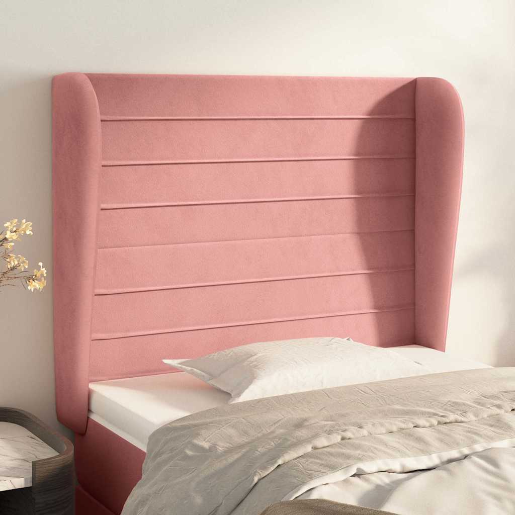 Vidaxl hoofdbord met randen 103x23x118 128 cm fluweel roze