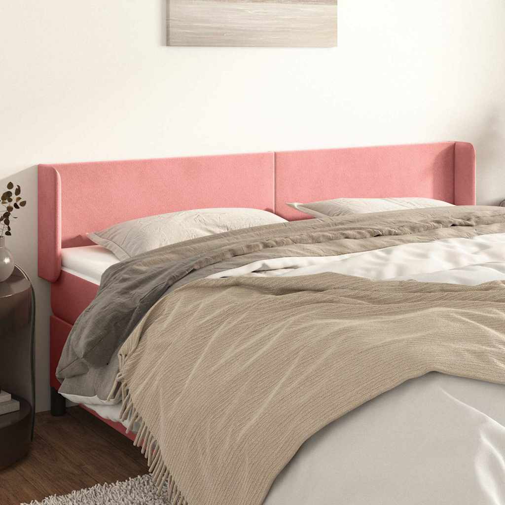 Vidaxl hoofdbord met randen 183x16x78 88 cm fluweel roze