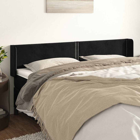 Vidaxl hoofdbord met randen 183x16x78 88 cm fluweel zwart