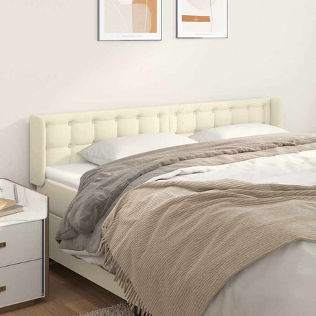 Vidaxl hoofdbord met randen 163x16x78 88 cm kunstleer crèmekleurig