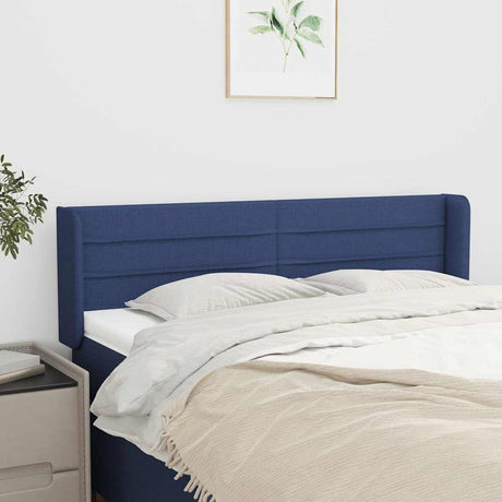 Vidaxl hoofdbord met randen 147x16x78 88 cm stof blauw