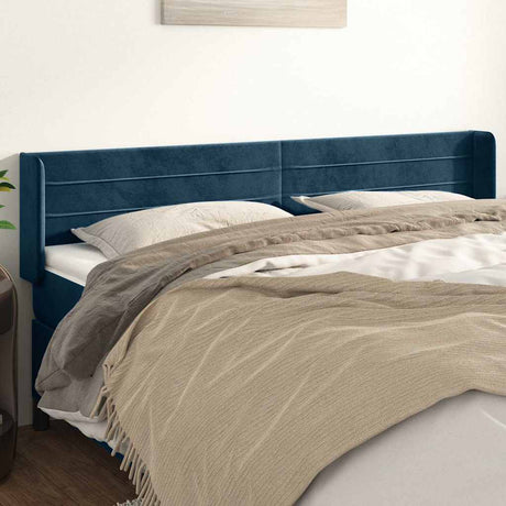 Vidaxl hoofdbord met randen 163x16x78 88 cm fluweel donkerblauw