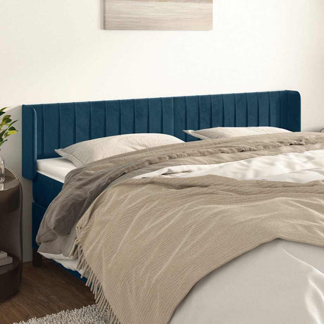 Vidaxl hoofdbord met randen 203x16x78 88 cm fluweel donkerblauw