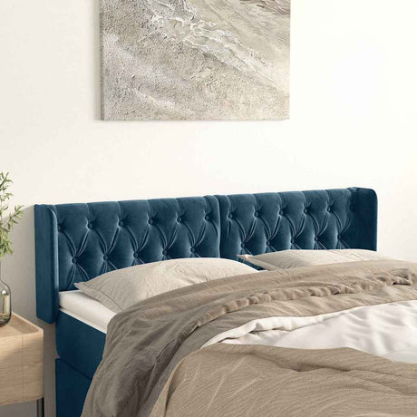 Vidaxl hoofdbord met randen 147x16x78 88 cm fluweel donkerblauw