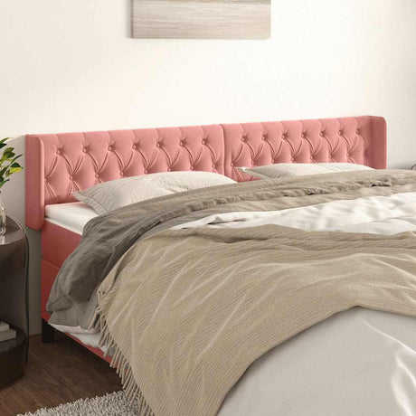 Vidaxl hoofdbord met randen 183x16x78 88 cm fluweel roze