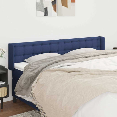 Vidaxl hoofdbord met randen 163x16x78 88 cm stof blauw