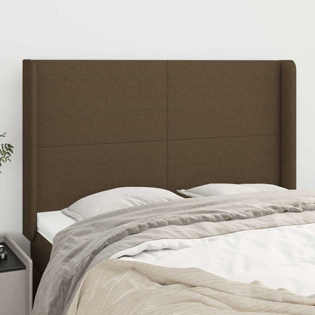 Vidaxl hoofdbord met randen 147x16x118 128 cm stof donkerbruin