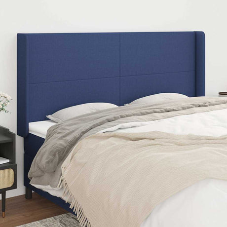 Vidaxl hoofdbord met randen 203x16x118 128 cm stof blauw