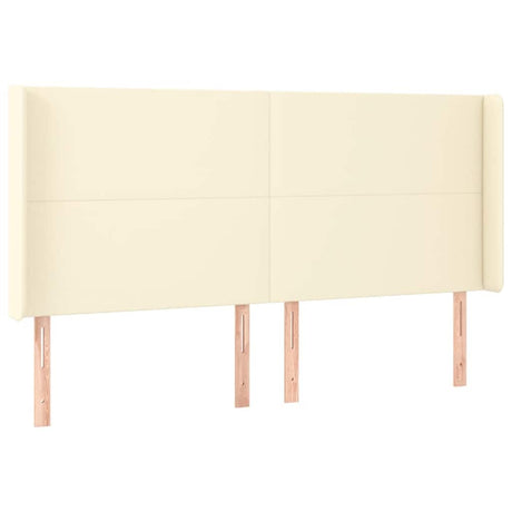 Vidaxl hoofdbord met randen 163x16x118 128 cm kunstleer crèmekleurig