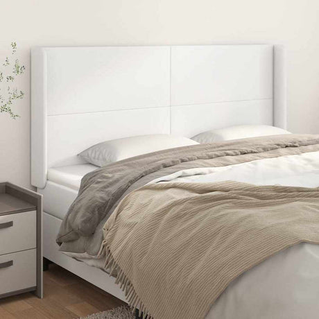 Vidaxl hoofdbord met randen 203x16x118 128 cm kunstleer wit