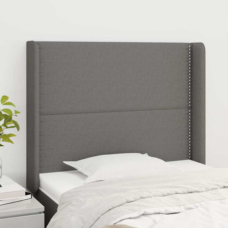 Vidaxl hoofdbord met randen 93x16x118 128 cm stof donkergrijs