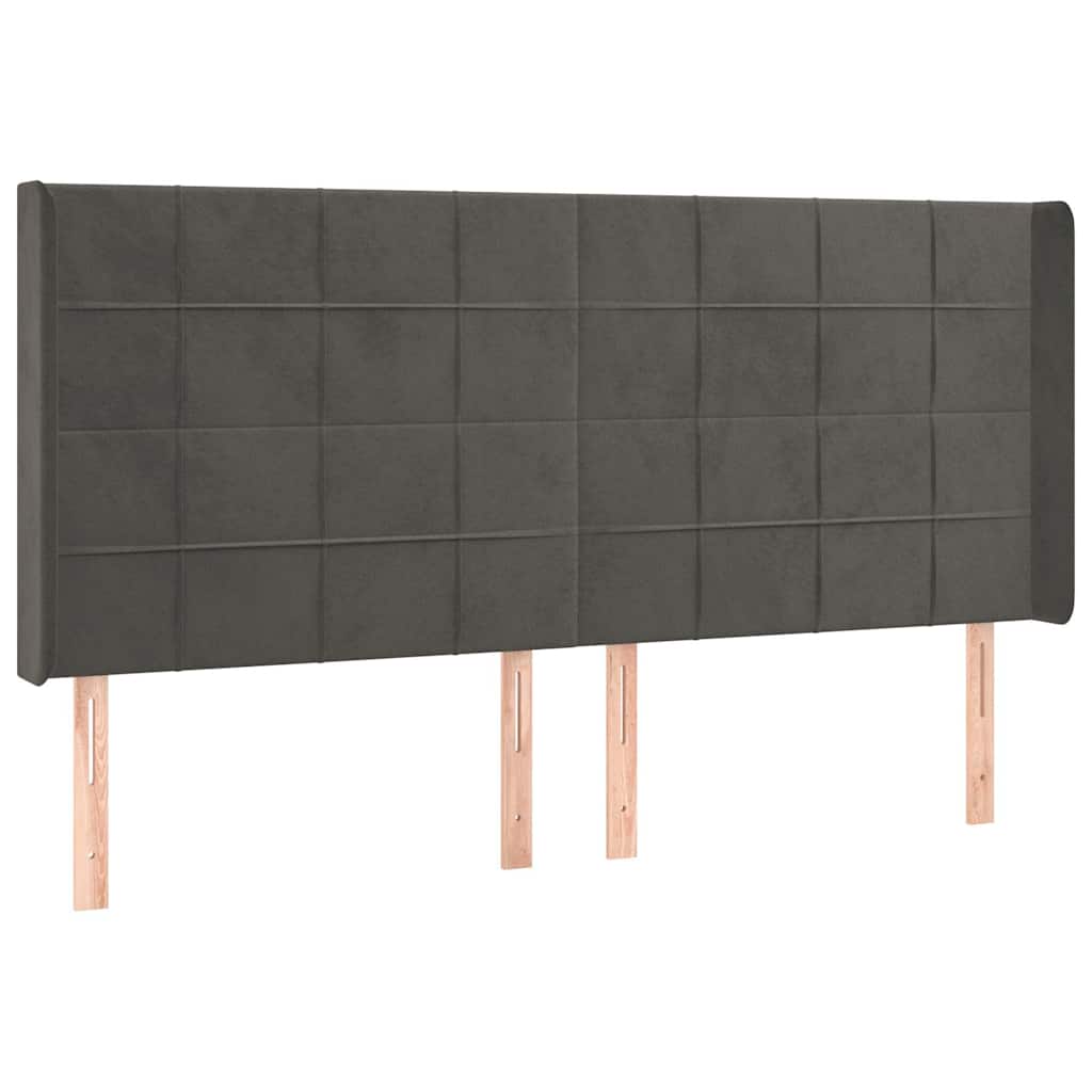 Vidaxl hoofdbord met randen 183x16x118 128 cm fluweel donkergrijs