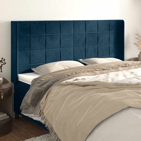Vidaxl hoofdbord met randen 183x16x118 128 cm fluweel donkerblauw