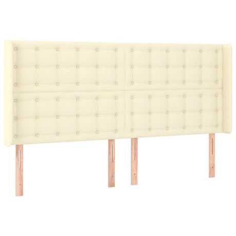 Vidaxl hoofdbord met randen 203x16x118 128 cm kunstleer crèmekleurig