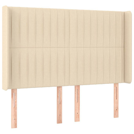 Vidaxl hoofdbord met randen 147x16x118 128 cm stof crèmekleurig