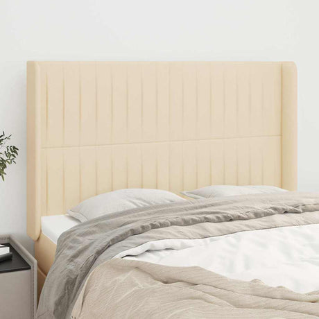 Vidaxl hoofdbord met randen 147x16x118 128 cm stof crèmekleurig