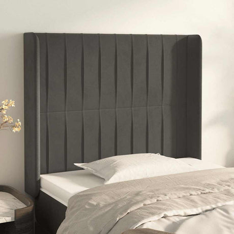 Vidaxl hoofdbord met randen 83x16x118 128 cm fluweel donkergrijs