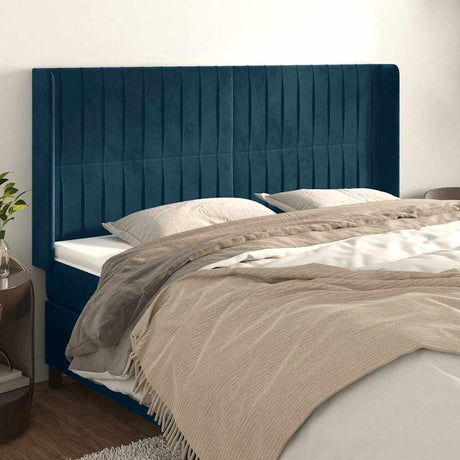 Vidaxl hoofdbord met randen 183x16x118 128 cm fluweel donkerblauw