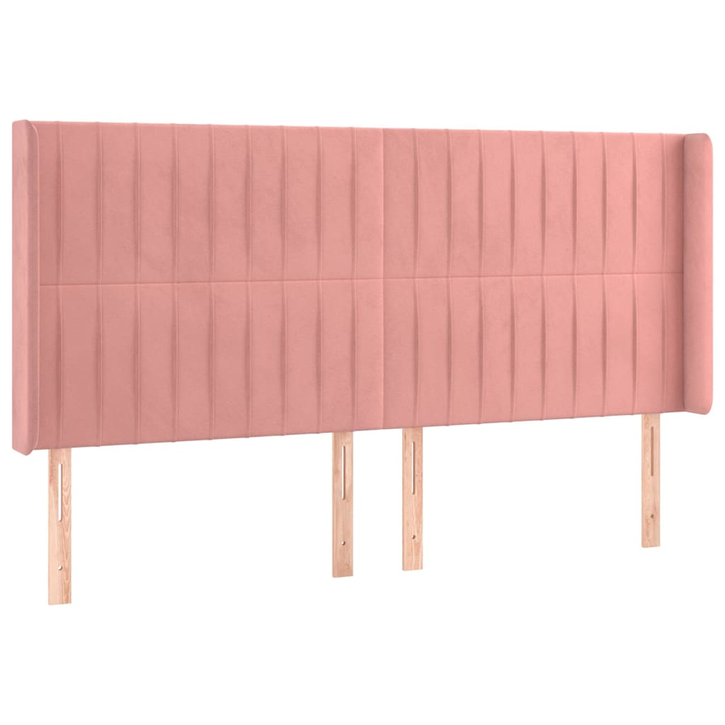 Vidaxl hoofdbord met randen 203x16x118 128 cm fluweel roze