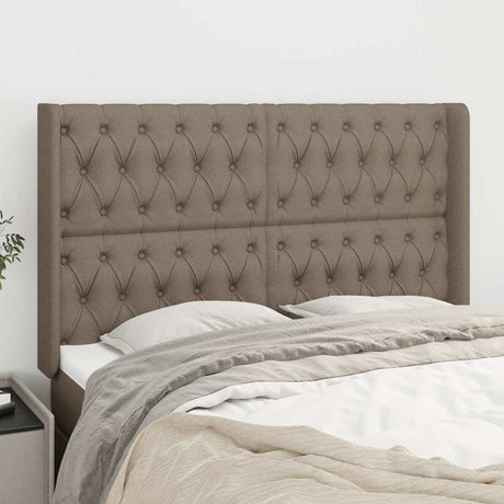 Vidaxl hoofdbord met randen 147x16x118 128 cm stof taupe
