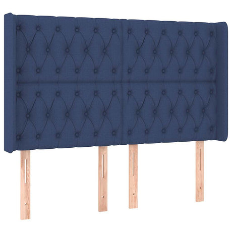 Vidaxl hoofdbord met randen 147x16x118 128 cm stof blauw