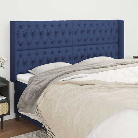 Vidaxl hoofdbord met randen 183x16x118 128 cm stof blauw