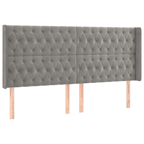 Vidaxl hoofdbord met randen 203x16x118 128 cm fluweel lichtgrijs
