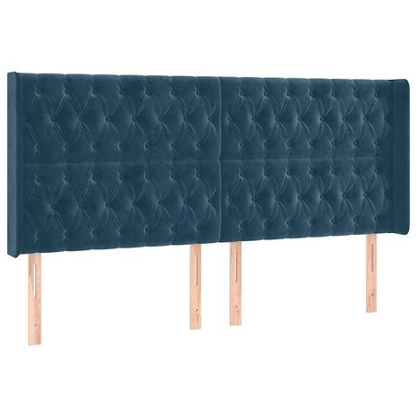 Vidaxl hoofdbord met randen 203x16x118 128 cm fluweel donkerblauw
