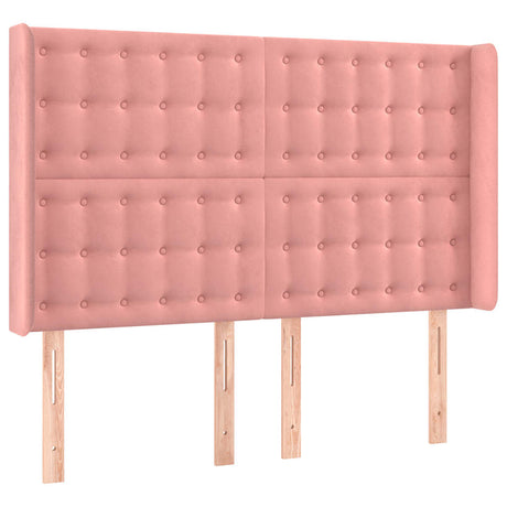 Vidaxl hoofdbord met randen 147x16x118 128 cm fluweel roze
