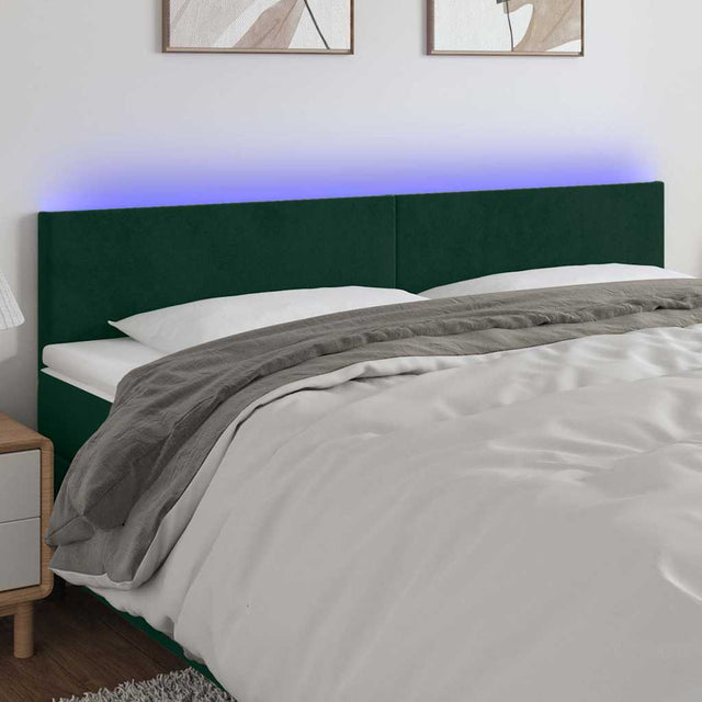 Vidaxl hoofdbord led 160x5x78 88 cm fluweel donkergroen
