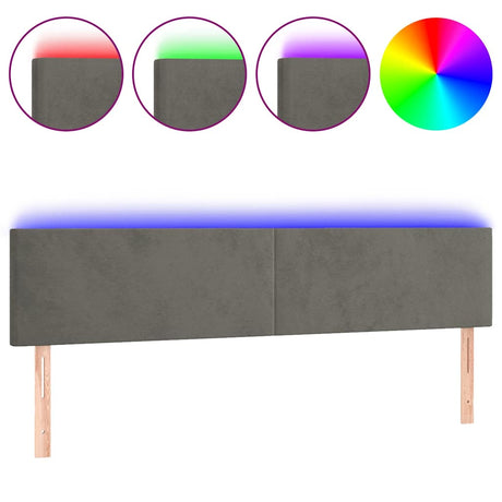 Vidaxl hoofdbord led 180x5x78 88 cm fluweel donkergrijs