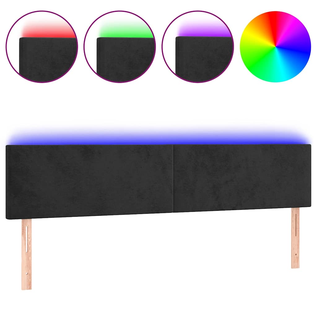 Vidaxl hoofdbord led 200x5x78 88 cm fluweel zwart
