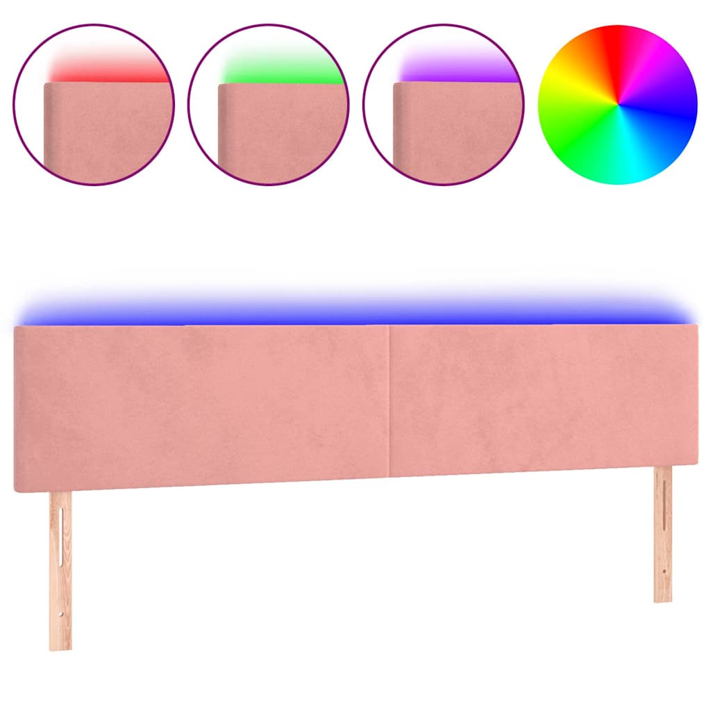 Vidaxl hoofdbord led 200x5x78 88 cm fluweel roze